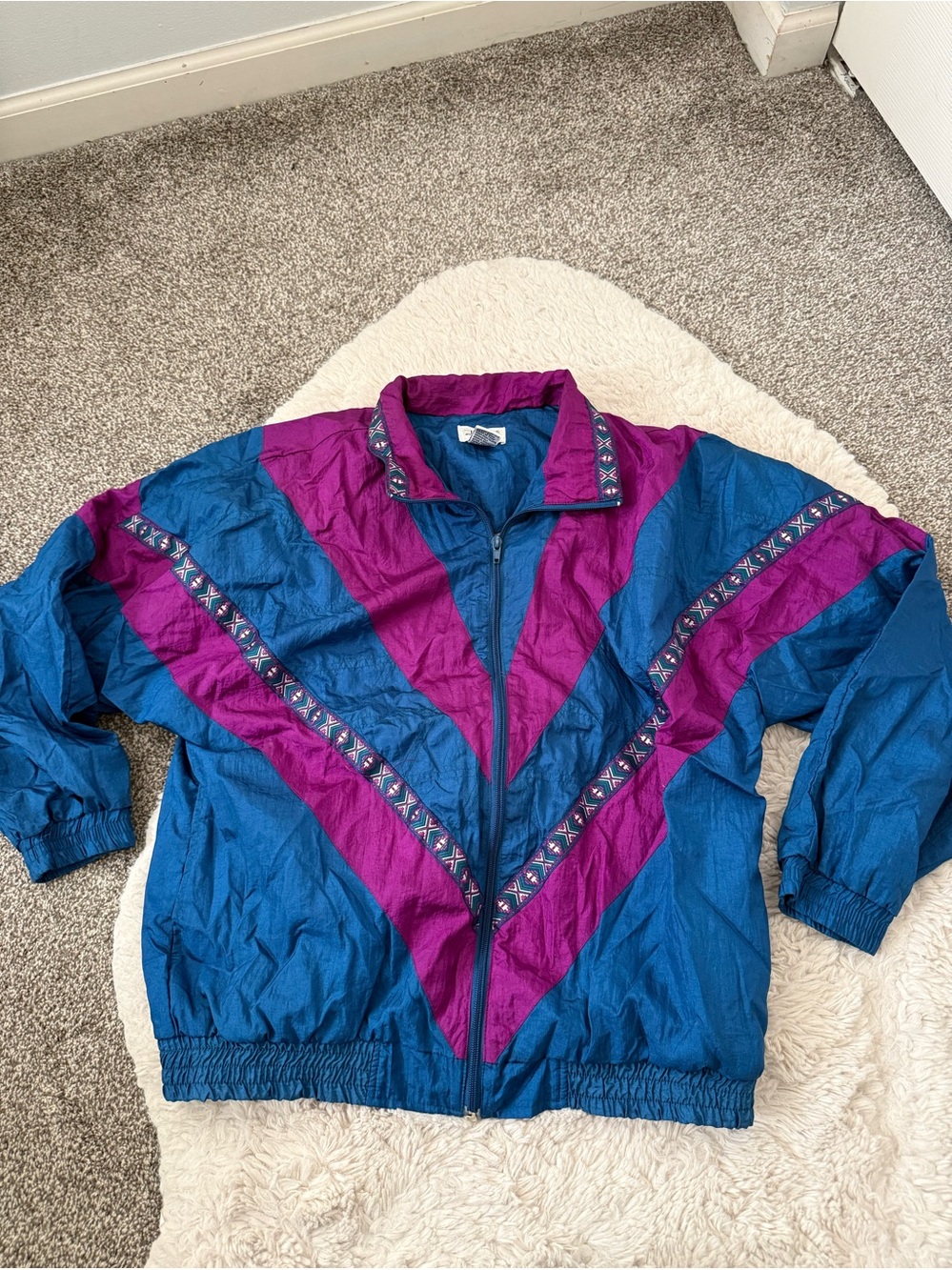 Vintage Western Aztec Blue & Purple Windbreaker Jacket